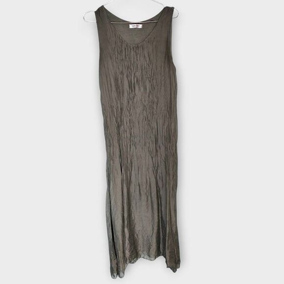 Sandra Fellini Maxi Dress Sz M Silk‎ Crinkled Sleevless Lining Glamcore Royalty - Picture 1 of 11